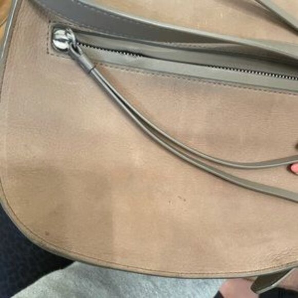 All Saints Mori Suede Crossbody in Taupe - Picture 3 of 7